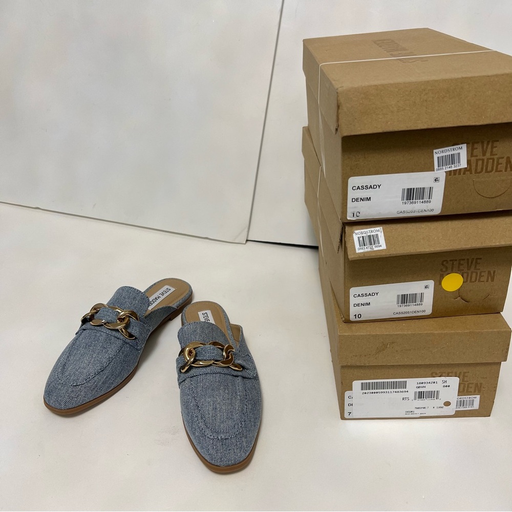 Steve Madden Cassady Loafer Mule In Light Denim Color- New In Box - Reemoly - Picture 4 of 10